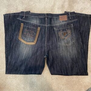 Vintage 90’s / Y2K Phat Farm Baggy Wide Leg Black/Blue Jeans Men’s Size 42x32